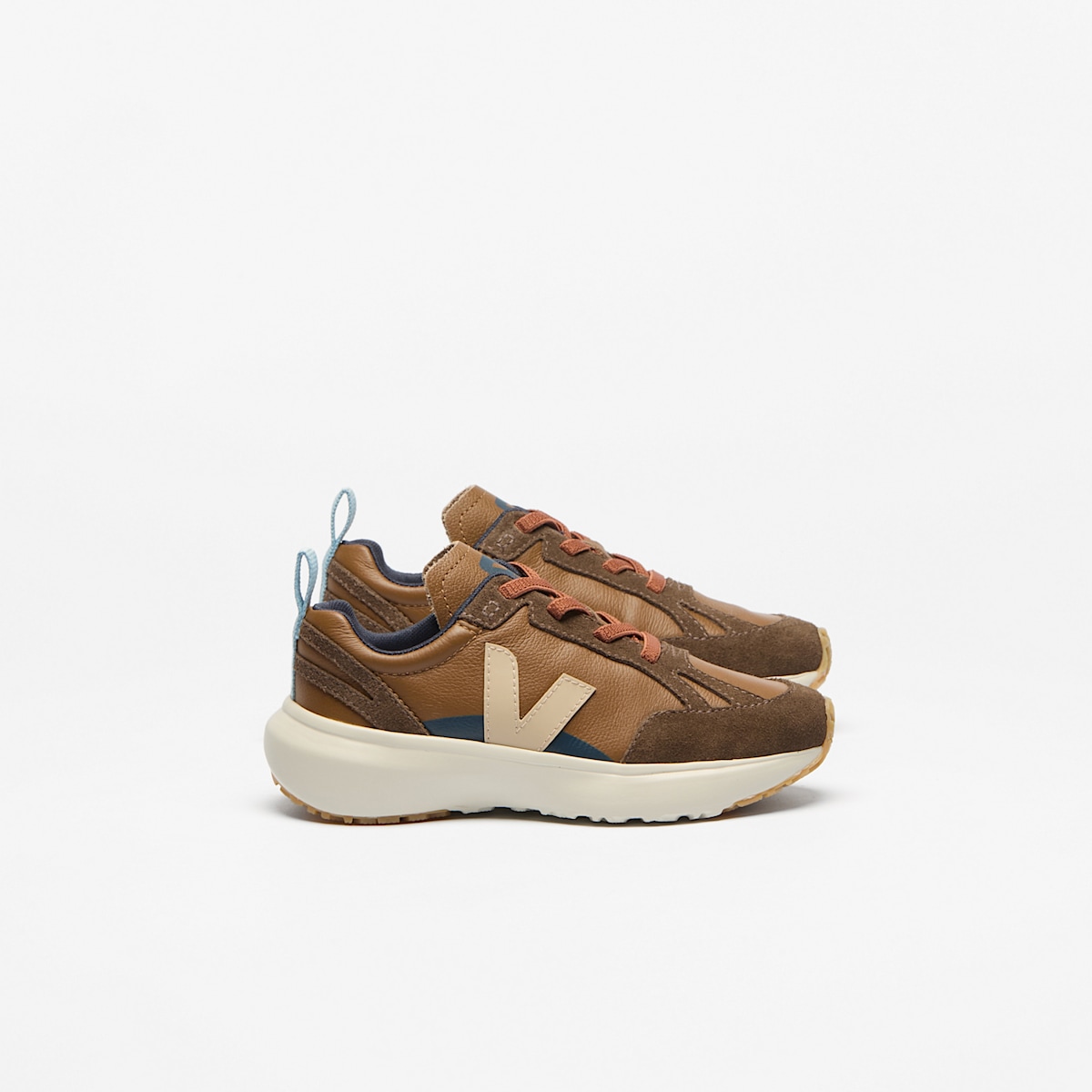 CANARY ELASTIC LACES LEATHER VEJA X BONPOINT BROWN ALMOND