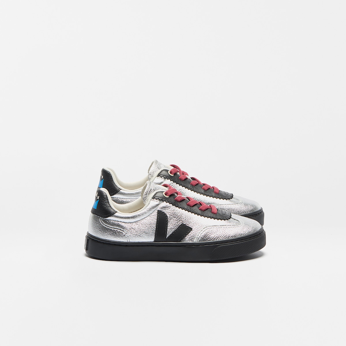 VOLLEY ELASTIC LACES LEATHER VEJA X JELLY MALLOW SILVER